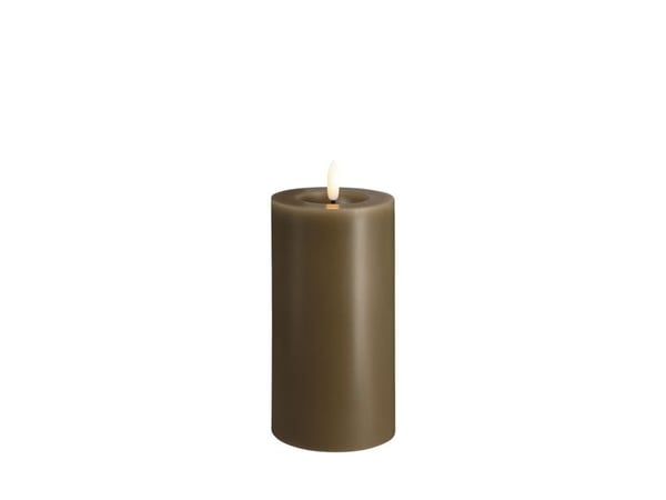 Moods & More LED-blokklys i dark sand med smelte­effekt – Ø 7,4 cm x H 15 cm