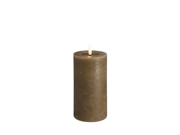 Moods & More LED rustikk blokklys i dark sand med smelte­effekt – Ø 7,4 cm x H 15 cm