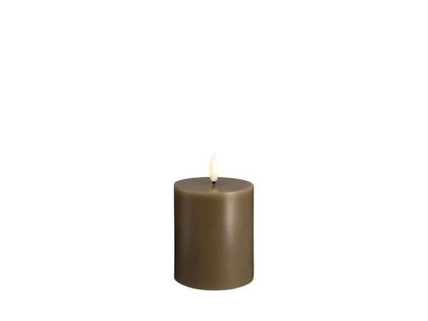 Moods & More LED-blokklys i dark sand – Ø 7,4 cm x H 10 cm