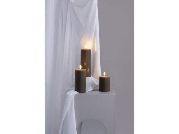 Moods & More LED-blokklys i dark sand – Ø 7,4 cm x H 20 cm