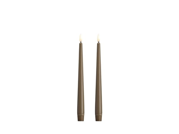 Moods & More LED-kronelys i dark sand Ø 2,3 cm x H 25 cm – 2 stk
