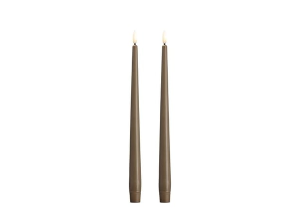 Moods & More LED-kronelys i dark sand Ø 2,3 cm x H 30 cm – 2 stk