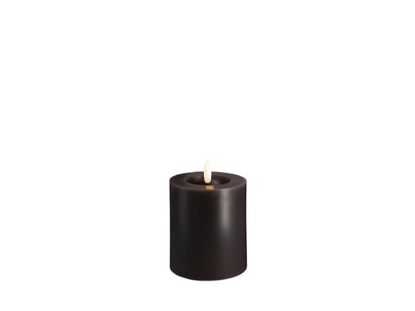 Moods & More LED-blokklys i charcoal med smelte­effekt – Ø 7,4 cm x H 10 cm