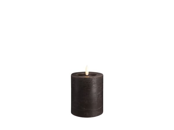 Moods & More LED rustikk blokklys i charcoal med smelte­effekt – Ø 7,4 cm x H 10 cm