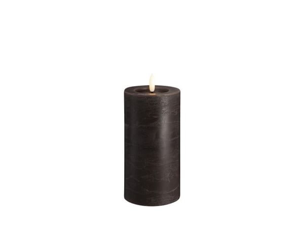 Moods & More LED rustikk blokklys i charcoal med smelte­effekt – Ø 7,4 cm x H 15 cm