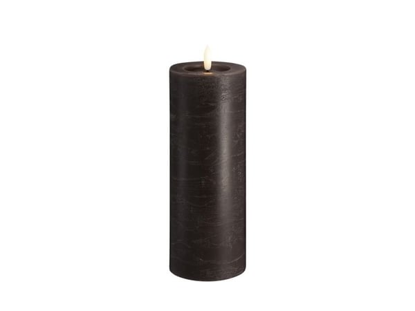 Moods & More LED rustikk blokklys i charcoal med smelte­effekt – Ø 7,4 cm x H 20 cm