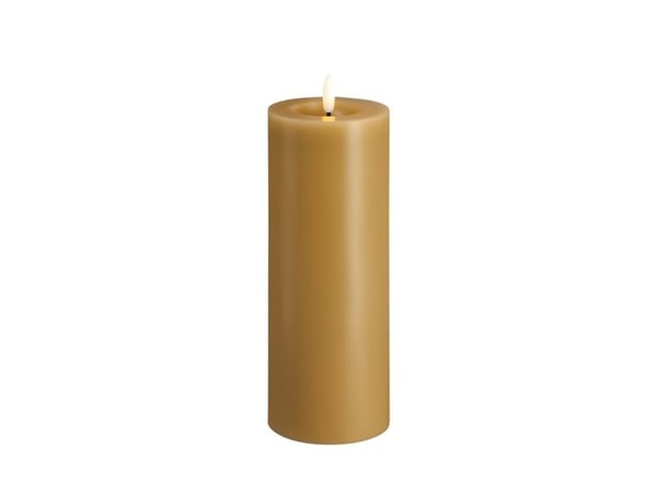 Moods & More LED-blokklys i honey mustard med smelte­effekt – Ø 7,4 cm x H 20 cm