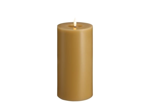 Moods & More LED-blokklys i honey mustard med smelte­effekt – Ø 9,9 cm x H 20 cm