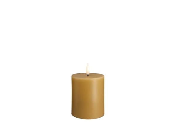 Moods & More LED-blokklys i honey mustard – Ø 7,4 cm x H 10 cm