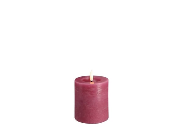 Moods & More LED rustikk blokklys i vintage rose med smelte­effekt – Ø 7,4 cm x H 10 cm