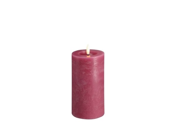 Moods & More LED rustikk blokklys i vintage rose med smelte­effekt – Ø 7,4 cm x H 15 cm