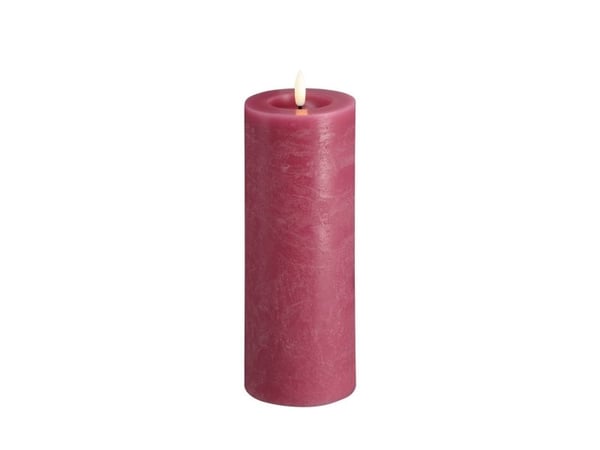 Moods & More LED rustikk blokklys i vintage rose med smelte­effekt – Ø 7,4 cm x H 20 cm