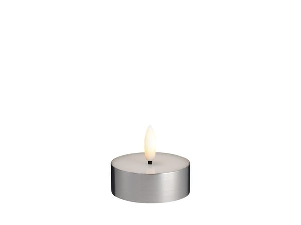 Moods & More LED-telys i sølv med smelte­effekt – Ø 6,3 cm x 2,5 cm