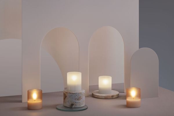 Moods & More LED-glasslys i champagne Ø 4,7 cm x H 5,7 cm – 2 stk