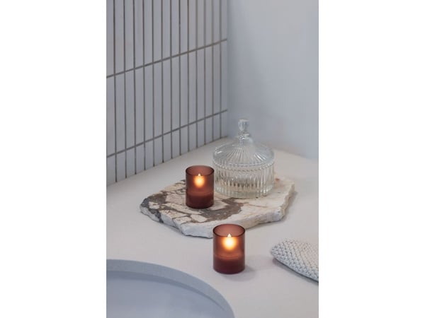 Moods & More LED-glasljus i vintage rose Ø 4,7 cm x H 5,7 cm – 2 st
