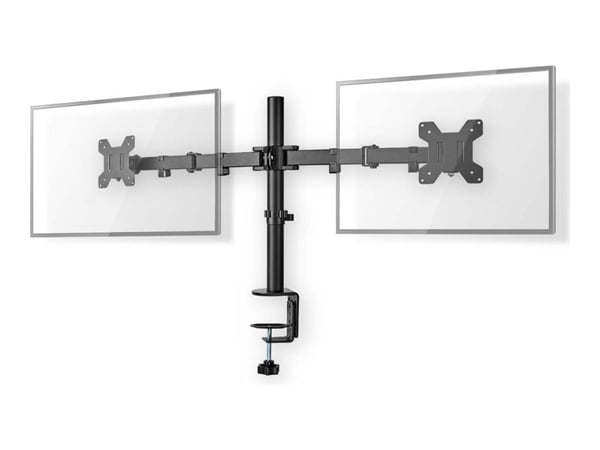 Nedis - Monteringssett (2 skjermarmer, klemme, VESA-montering) - for 2 LCD-skjermer - full bevegelse - ABS-plast, metall - svart - skjermstørrelse:...