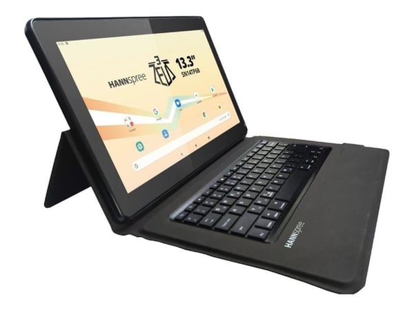 Hannspree - Tangentbord och foliefodral (fodral) - with easy access kick stand - bakgrundsbelyst - trådlös - Bluetooth - QWERTZ - tysk