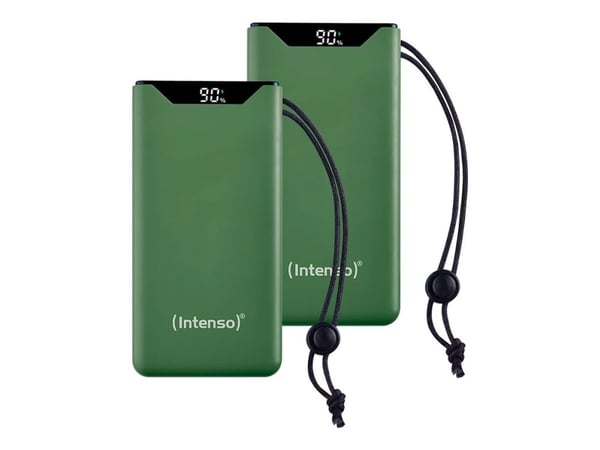 Intenso F20000 - Strømbank - 20000 mAh - 20 watt - 3 A - QC 3.0, Power Delivery 3.0 + PPS - 2 utgangskontakter (24 pin USB-C, USB-type A) - på kabe...
