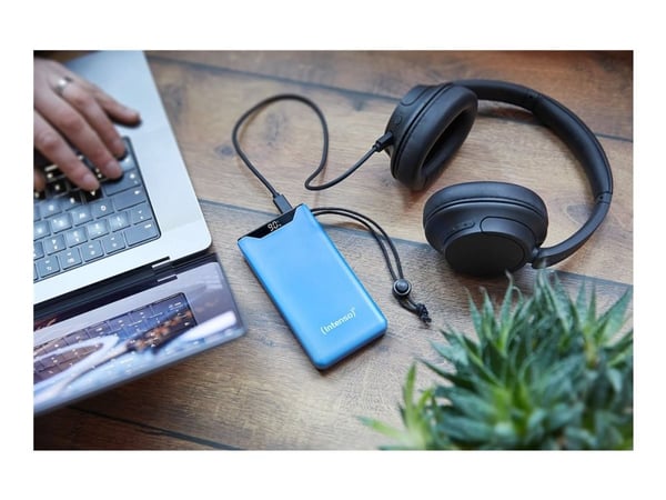 Intenso F20000 - Strømbank - 20000 mAh - 20 watt - 3 A - QC 3.0, Power Delivery 3.0 + PPS - 2 utgangskontakter (24 pin USB-C, USB-type A) - på kabe...