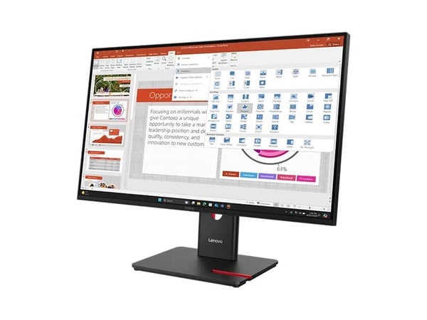 Lenovo ThinkVision T27-40 - LED-skjerm - 27" - 1920 x 1080 Full HD (1080p) @ 120 Hz - IPS - 300 cd/m² - 1500:1 - 4 ms - HDMI, VGA, DisplayPort - ek...