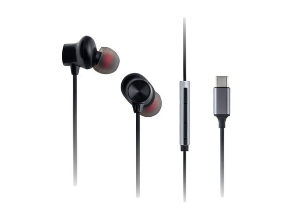 Panasonic RP-TCM225 - Ørepropper med mikrofon - i øret - kablet - USB-C - lydisolerende - svart