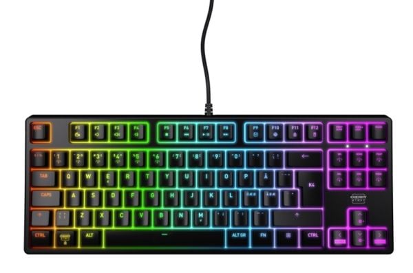 CHERRY XTRFY K4V2 - Tastatur - RGB - 80% - TKL - bakgrunnsbelyst - USB - QWERTY - Portugisisk - tastsvitsj: CHERRY MX2A Red - hvit