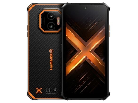 HAMMER Energy X2, 15,5 cm (6.1"), 6 GB, 128 GB, 50 MP, Android 15, Musta, Oranssi