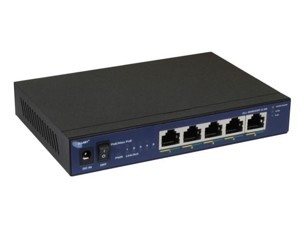 ALLNET 201875, Uhåndtert, 2.5G Ethernet (100/1000/2500), Strøm over Ethernet (PoE), Skrivebords-/veggmontering, Kan monteres på vegg