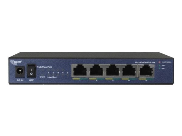 ALLNET 201875, Uhåndtert, 2.5G Ethernet (100/1000/2500), Strøm over Ethernet (PoE), Skrivebords-/veggmontering, Kan monteres på vegg