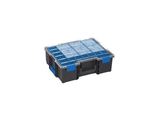 Allit 454310, Eske for små deler, Polykarbonat (PC), Polypropylen (PP), Sort, Blå, Gjennomsiktig, 440 mm, 355 mm, 144 mm