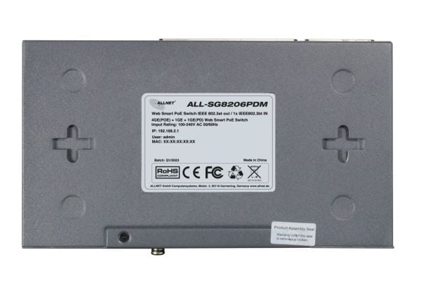 ALLNET 212816, Håndtert, Gigabit Ethernet (10/100/1000), Strøm over Ethernet (PoE), Skrivebords-/veggmontering, Kan monteres på vegg