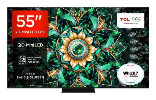TCL 55C7K - 55" Diagonalklasse (54.5" synlig) - C7K Series LED-bakgrunnsbelyst LCD TV - QLED - Smart TV - Google TV - 4K UHD (2160p) 3840 x 2160 - ...