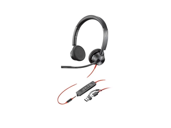 HP Poly Blackwire 3325 - Blackwire 3300 series - hodesett - on-ear - kablet - 3,5 mm jakk, USB-C - svart - UC-sertifisert