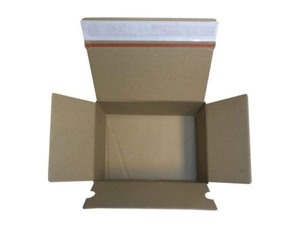 Postæske, indre dim: 213 x 153 x 109 mm 1-lags,E-flute, 2.000 mm, FEFCO 0701 m/Automatbund selvklæbe - (20 stk.)