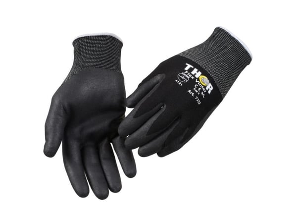 Halvdyppet nitrilhandske, THOR Flex Vinter, 11, sort, nitril/nylon - (12 stk.)