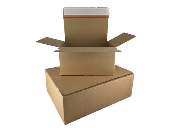 Postæske, indre dim: 213 x 153 x 109 mm 1-lags,E-flute, 2.000 mm, FEFCO 0701 m/Automatbund selvklæbe - (20 stk.)