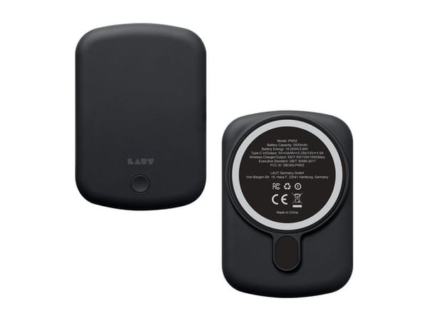 LAUT PW02, 5000 mAh, Trådløs lading, 3,85 V, Sort