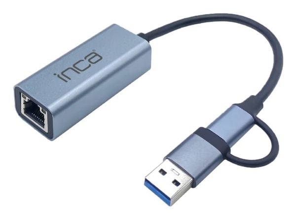 INCA-sovitin IUTP-01TX Ethernet > USB- ja C-tyypin liitäntä