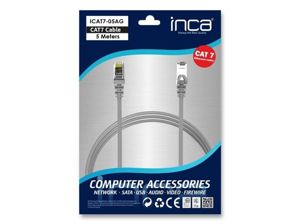 Inca ICAT7-05AG, 5 m, Cat7, S/FTP (S-STP), RJ-45, RJ-45, Grå