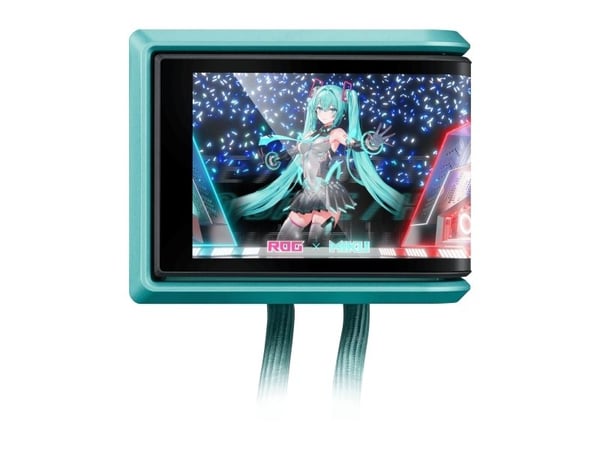 ASUS ROG RYUO IV 360 ARGB Hatsune Miku Edition, Alt-i-ett væskekjøler, 12 cm, Sort, Turkis