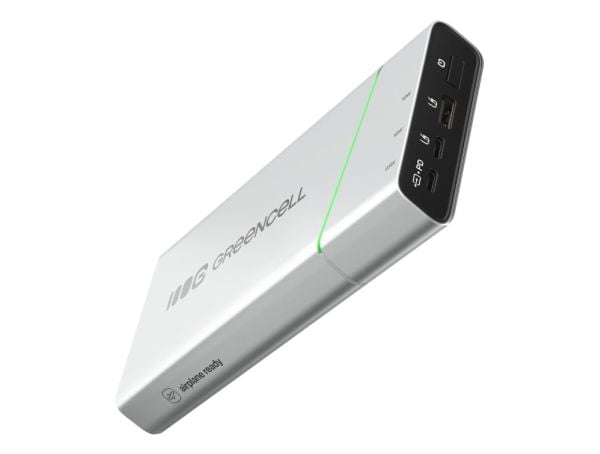 Green Cell PBPLGC20P, 20800 mAh, Lithium-Ion (Li-Ion), Power Delivery, 20800 W, Aluminium, Sort, Grønn, Lysegrå, Sølv