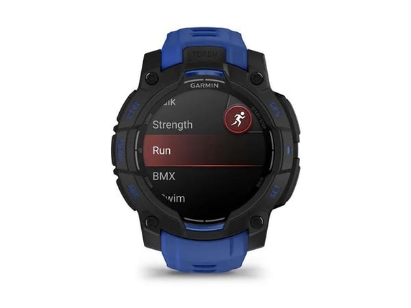 Garmin Instinct® 3 - 45 mm, AMOLED svart med utskiftbar silikonrem 22 mm Bolt Blue