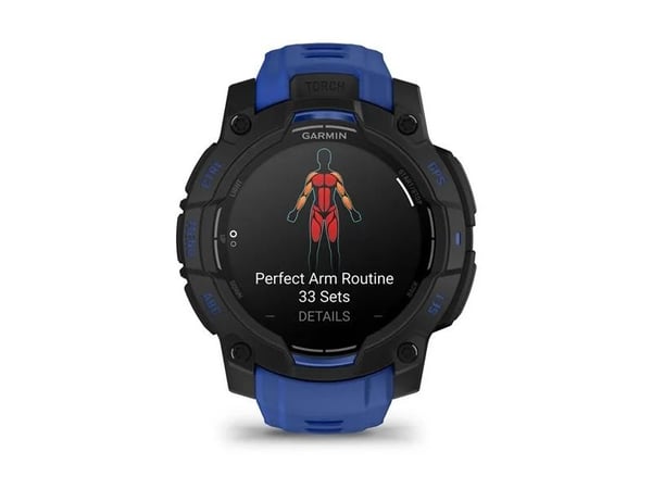 Garmin Instinct® 3 - 45 mm, AMOLED svart med utskiftbar silikonrem 22 mm Bolt Blue