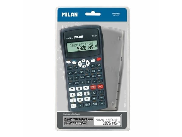 Milan 159110KBL, Lomme, Vitenskaplig, 12 sifre, 2 linjer, Batteri, Sort