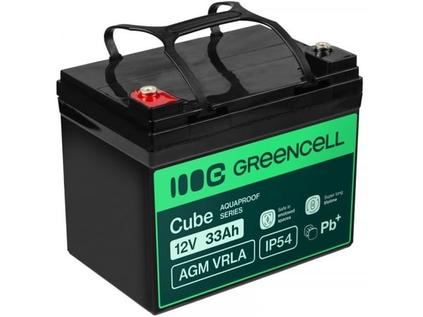 Green Cell AGM12V33AH-J, Forseglet blysyre (VRLA), 12 V, 1 stykker, Sort, 33 Ah, 5 år