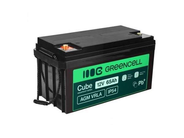 Green Cell AGM12V65AH-J, Forseglet blysyre (VRLA), 12 V, 1 stykker, Sort, 65 Ah, 5 år