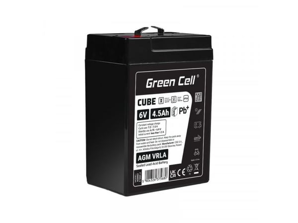 Green Cell Green Cell Cube AGM VRLA IP54 6V 4,5Ah Vedlikeholdsfritt batteri for kassaapparat Alarmsystem leker