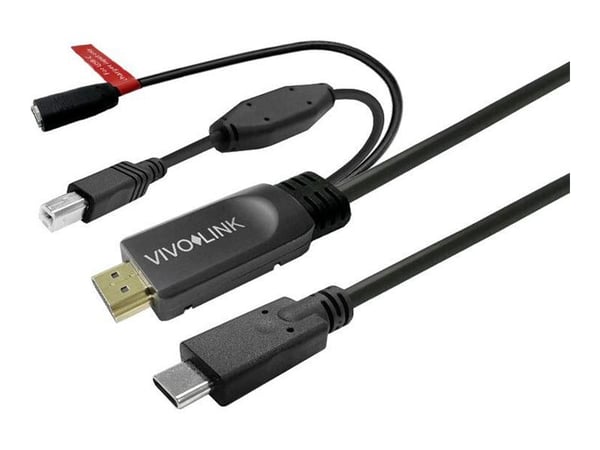 VivoLink - USB-kabelkit - 24-polig USB-C (hane) rak till HDMI, USB typ B, 24-polig USB-C rak - 7,5 m - svart