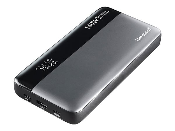Intenso HE25000 - Strømbank - 25000 mAh - 140 watt - 5 A - Power Delivery 3.1 - 3 utgangskontakter (USB, 2 x USB-C) - grå, svart (en pakke 2) Intenso HE25000 - Strømbank - 25000 mAh - 140 watt - 5 A - Power Delivery 3.1 - 3 utgangskontakter (USB, 2 x USB-C) - grå, svart (en pakke 2)
