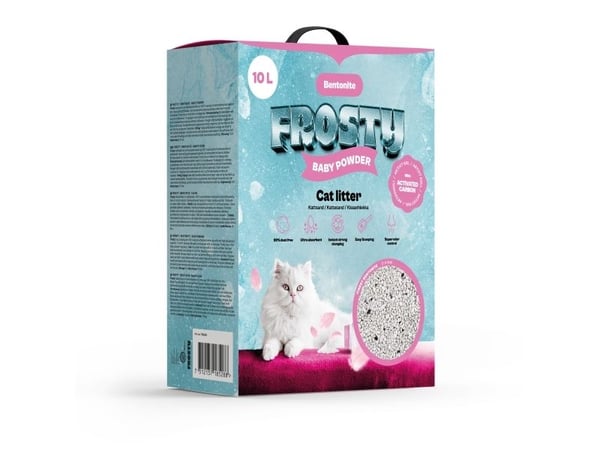 Frosty Bentonit Aktivt Kol Baby Powder Kattsand 10l